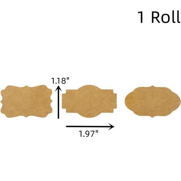 Natural Kraft Labels, Roll of 300 Decorative Stickers 3 Styles Adhesive Write On - Picture 7 of 10
